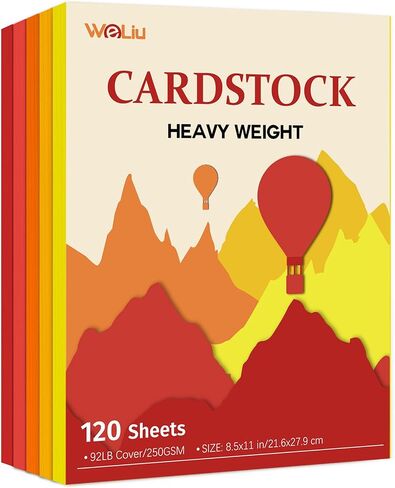 Cardstock 8.5x11 Inch Colored Paper, 5 Colors 120 Sheets Card Stock, Cardstock Paper for Scrapbooking, DIY Crafts, Assorted Cards Making (92LB Cover/250GSM) in Saudi Arabia