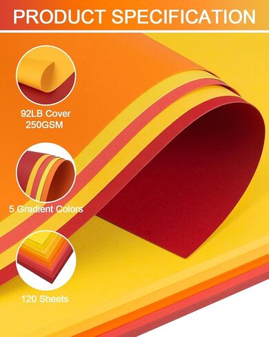 Cardstock 8.5x11 Inch Colored Paper, 5 Colors 120 Sheets Card Stock, Cardstock Paper for Scrapbooking, DIY Crafts, Assorted Cards Making (92LB Cover/250GSM) in Saudi Arabia
