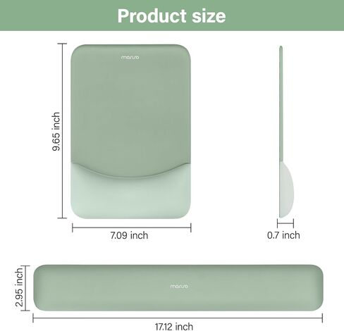 MOSISO Keyboard Wrist Rest & Mouse Pad with Wrist Rest, Green | Rectangular Ergonomic Mousepad, Non-Slip Base, Home/Office Pain Relief & Easy Typing, Neoprene Cloth & Raised Silicone Lining in Kuwait