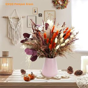 Fall Decor Bouquet Fall Decorations for Home Thanksgiving Table Autumn Boho Decor 90pcs Dried Pampas Grass Decor 17inch Dried Flowers Bouquet Orange Dry Pompas Grass