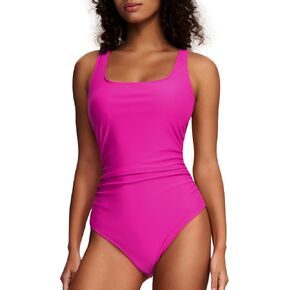 Hilor Women's Underwire One Piece Swimsuit Ruched Tummy Control Bathing Suits Push Up Tank Swimwear