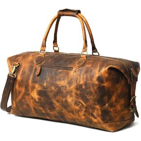 GRATLIN Leather Duffel Bags for Men and Women 24 Inch | Full Grain Leather Travel Overnight Weekend Duffle Bag | Carry On Garment Mens Holdall Bag for Gym Sports | Vintage Classic Cabin Luggage Bag in Kuwait