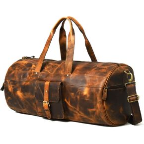GRATLIN Leather Duffel Bags for Men and Women 24 Inch | Full Grain Leather Travel Overnight Weekend Duffle Bag | Carry On Garment Mens Holdall Bag for Gym Sports | Vintage Classic Cabin Luggage Bag