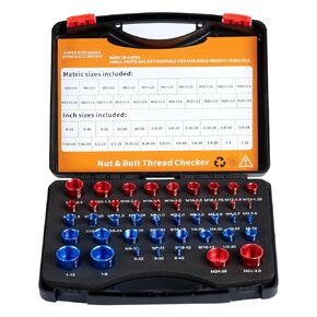 44 PCS Inch and Metric Thread Checker, Nut and Bolt Thread Checker, Bolt Size and Thread Gauge, Bolt and Nut Identifier Gauge, Bolt Gauge