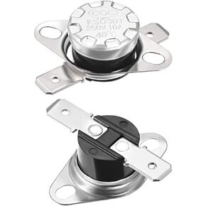 uxcell KSD301 Thermostat 75°C/167°F 10A Normally Closed N.C Adjust Snap Disc Temperature Switch for Microwave,Oven,Coffee Makers 5pcs,Bakelite Material
