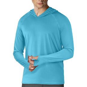 Mens UPF 50+ Sun Protection Hoodie Shirt Long Sleeve Rash Guard Fishing Outdoor Running Sun UV Shirts Lightweight Quick Dry