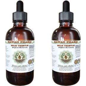 Milk Thistle Alcohol-Free Liquid Extract, Organic Milk Thistle (Silybum marianum) Dried Seed Glycerite Natural Herbal Supplement, Hawaii Pharm, USA 2 oz