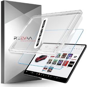 REEVAA 2024 Newest Tesla Model Y /3 Accessories [Minimize Glare & Fingerprint] Matte Screen Protector 9H Tempered Glass for Model Y(2020-2024) Model 3(2017-2023) with Alignment Kit