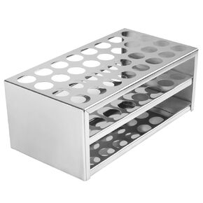 stonylab Test Tube Rack, 32-Hole Stainless Steel Test Tube Rack 0.89 Inches Tubes Acid-Alkali Resistant Test Tube Holder for Laboratory Use