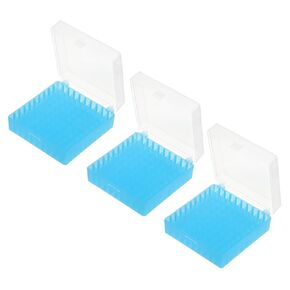 PATIKIL 100 Well Centrifuge Tube Freezer Storage Box, 3 Pcs Polypropylene Lockable Tube Rack for 1.5/1.8/2ML Tubes Vials Samples, Red