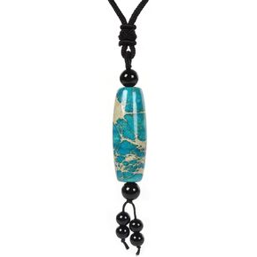 Justinstones Natural Tibetan Agate Evil Eye Cylinder Tube dzi Drum beads Pendant Hand Weaving Cord necklace 26 Inch in Kuwait