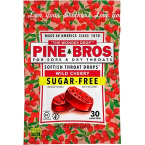 Pine Bros. Gummy Sore Throat Softish Drops 30 Count (Wild Cherry) Sugar Free
