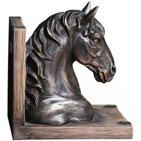A Pair of Resin Animal Bookends. Brown Horse Head Shape