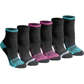 Eddie Bauer Women's Dura Dri Moisture Control Quarter Socks, Charcoal Assorted FR (6 Pairs), Medium