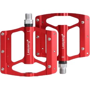 9/16 Inch Mountain Road Bike Pedals of Aluminum Alloy Platform and Durable Pedals for MTB with 10 Removable Anti-Skid Pins
