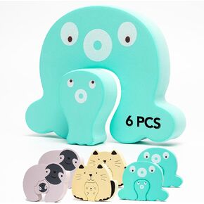 XPECIAL Easy Storage Door Finger Pinch Proof Guard 3pk Cartoon Baby Proofing Doors Extra Soft and Thick Foam Door Slam Stopper, Kids Safety Finger Protectors, Prevent Child or Pet from Locked in Room