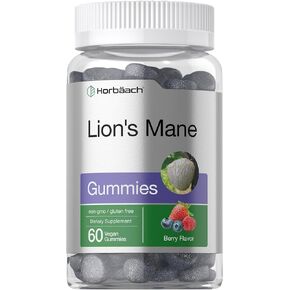 Horbäach Lion's Mane Supplement | 60 Vegan Gummies for Adults | Non-GMO and Gluten Free