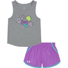 Under Armour girls Short Sleeve Shirt and Shorts Set, Durable Stretch and Lightweight