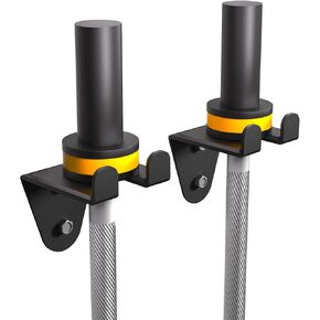 Single Barbell Holder Wall Mount Barbell Storage Holder with Black Powder Coated for Home Gym, Garage Gym(2 Pcs)