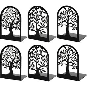 Book Ends, Metal Bookends for Shelves, Modern Tree Book Ends Decorative, Non-Skid Bookends for Heavy Books, Heavy Duty Book Holders Book Stoppers for Home Office Decor, 6.9"x4.7"x3.5" (5 Pairs/10 Pcs) in Kuwait