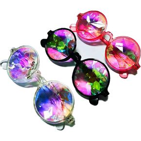 DPLUS Kaleidoscope Rainbow Crystal Goggles - Glasses Set of 3 - For Kids Youth Adult Cosplay Lenses