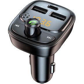 CCAKRZY 5.3 Bluetooth Fm Transmitter Car Charger USB & Type C PD 30W Fast Charging Wireless Music MP3 Player, Audio Receiver, AUX Output, Hands-Free Call Cigarette Lighter Adapter