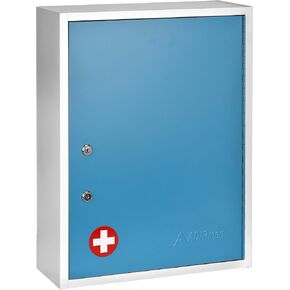 AdirMed Locking Medicine Cabinet Wall Mounted First Aid Cabinet with Lock, Lockable Wall Medicine Cabinet with Dual Lock and Dual Keys, 21" H x 16" W x 6" D, White in Kuwait