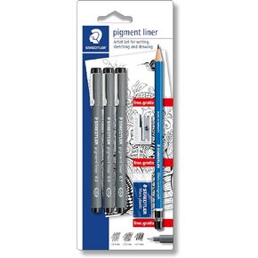 Staedtler Pigment Liner black fineliner pens, full professional 12 pieces artist drawing technical drafting sets