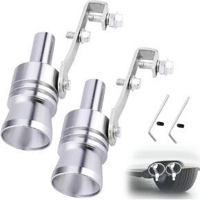 Car Turbo Sound Whistle Aorplim 2 Pcs Car Turbo Whistle, Universal Aluminum Turbo Sound Exhaust Muffler Pipe, Fits for Most Car Exhaust Valve Muffler Sound Booster Accessories (Silver #XL)