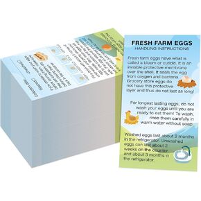 200 PCS Egg Handling Instruction Cards, Double-sided Printing Egg Stamps with Washed/Unwashed Fresh Egg Care Accessories Card Labels for Farm Fresh Eggs (3.5" x 2")
