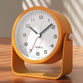 AYRELY® 3.5 Inch Small Analog Alarm Clocks,Battery Operated Desk Clock,Cute Table Clock with Light，Adjustable Angle for Travel,Bedside,Bedroom,Kids,Living Room Decor (White)