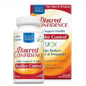 BODY GOLD Discreet Confidence - Helps Support Bladder Control, Reduce Urgency and Frequency - Bladder Support with Urox, Cranberry Extract, Gluten Free, Vegan, 60-Day Guarantee, 30 Serv, 60 VegCaps