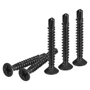 25Pcs ST3.5x25mm Self Drilling Screws, 410 Stainless Steel Flat Head Phillips Sheet Metal Screw - Good for Wood to Metal, Furniture - Black