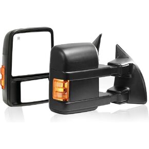 Towing Mirrors Left & Right Pair Set For 99-07 F-250 F-350 F-450 F-550 SUPER DUTY, 01-05 Excursion,POWER HEATED,W/SMOKE SIGNAL Light,BLACK Driver Passenger Side LH RH in Kuwait