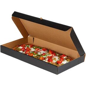 Restaurantware Eco Pie 16 x 8 x 1 Inch Flatbread Takeaway Boxes 50 Disposable Corrugated Pizza Boxes - Sturdy Kraft And Black Paper Pizza Boxes For Pizzas Or Flatbreads Ideal for Restaurants