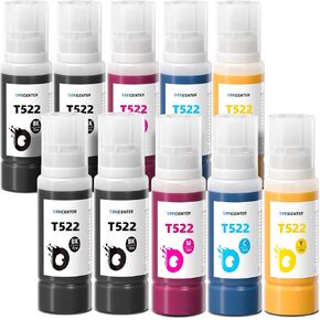 10 Bottles 522 Ink Refill Bottles for Ecotank ET-2800 ET-2720 ET-2803 ET-4700 ET-4800 ET-4810 ET-2400 ET-2840 Printer (Not Sublimation Ink)
