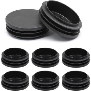 Hordion 8 Pcs 1 3/4" Round Plastic Plugs, Tubing End Cap Black Insert End Caps Floor Protector for Metal Tube Pipe Post Chairs Furniture