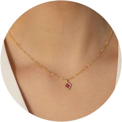 قلادة جوهرة الميلاد للنساء، هدايا عيد ميلاد لها، قلادات ذهبية للنساء العصرية المعينية جوهرة الميلاد قلادة قلادة 21st 30th أمي هدية عيد ميلاد مجوهرات عيد الميلاد لصديقة ابنة تخزين المواد للمراهقين in Kuwait