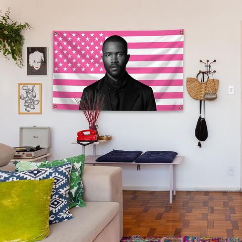 Generic Frank Music Album Ocean Funny Meme Flags 3 * 5 Feet Hippie Hanging Tapestries Wall Hanging Art Decoration for Living Room Bedroom, pink in Saudi Arabia