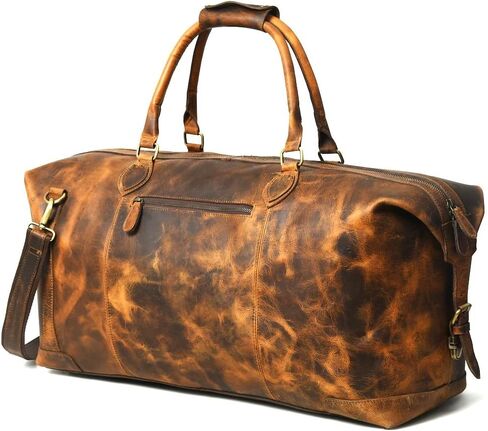 GRATLIN Leather Duffel Bags for Men and Women 24 Inch | Full Grain Leather Travel Overnight Weekend Duffle Bag | Carry On Garment Mens Holdall Bag for Gym Sports | Vintage Classic Cabin Luggage Bag in Kuwait