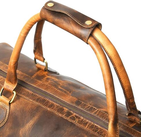 GRATLIN Leather Duffel Bags for Men and Women 24 Inch | Full Grain Leather Travel Overnight Weekend Duffle Bag | Carry On Garment Mens Holdall Bag for Gym Sports | Vintage Classic Cabin Luggage Bag in Kuwait