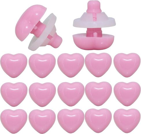 ARTCXC 50Pcs 15mm Black Love Heart Shape Safety Eyes Solid Plastic Safety Eyes Noses with Washers for DIY of Puppet, Bear Crafts, Plush Animal Doll Making Supplies in Kuwait