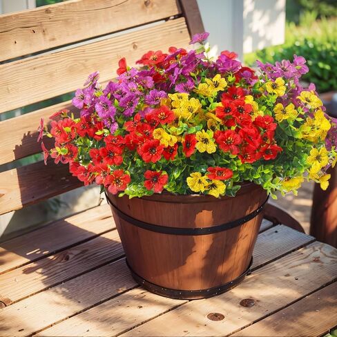 12 PCS Fake Greenery Shrubs Faux Flowers Plants Plastic Flowers for Decoration Colorful Silk Flowers with Eucalyptus Leaf Likely Artificial Eucalyptus Branches(Red, Purple, Yellow) in Saudi Arabia