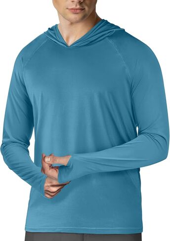 Mens UPF 50+ Sun Protection Hoodie Shirt Long Sleeve Rash Guard Fishing Outdoor Running Sun UV Shirts Lightweight Quick Dry in Saudi Arabia