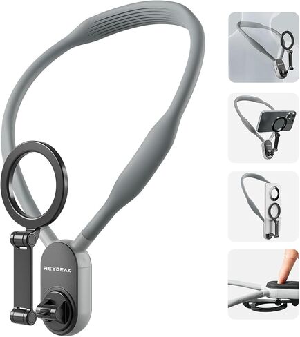 حامل مغناطيسي للرقبة للهواتف، حامل الهاتف الخلوي للرقبة POV/Vlog Selfie Mount Hand Free Phone Neck حامل الصدر حامل حزام تسجيل الفيديو لهواتف iPhone 15 14 13 12 Seires Android (وردي) in Kuwait