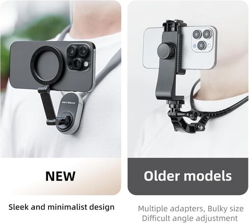 حامل مغناطيسي للرقبة للهواتف، حامل الهاتف الخلوي للرقبة POV/Vlog Selfie Mount Hand Free Phone Neck حامل الصدر حامل حزام تسجيل الفيديو لهواتف iPhone 15 14 13 12 Seires Android (وردي) in Kuwait