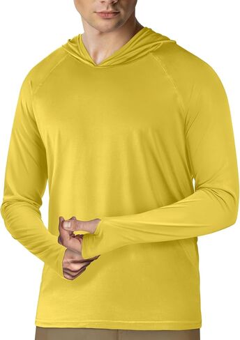 Mens UPF 50+ Sun Protection Hoodie Shirt Long Sleeve Rash Guard Fishing Outdoor Running Sun UV Shirts Lightweight Quick Dry in Saudi Arabia