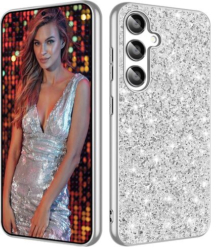 Galaxy A15 Glitter Case for Samsung Galaxy A15 5G Phone Case for Women Girls, Slim Ultra Thin Matte Back Shockproof Protective Cover for Samsung A15 5G, 6.5" Crystal Bling Case (Black) in Kuwait