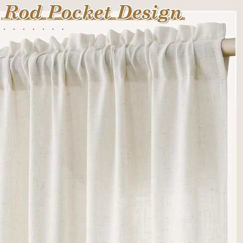 Olive Green Linen Semi Sheer Curtains 84 Inch Length for Living Bedroom 2 Panels Rod Pocket Light Filetring Privacy Linen Blend Cotton Textured Rustic Farmhouse Decor Drapes for Dining Room, W52xL84 in Kuwait