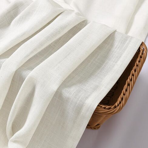 Olive Green Linen Semi Sheer Curtains 84 Inch Length for Living Bedroom 2 Panels Rod Pocket Light Filetring Privacy Linen Blend Cotton Textured Rustic Farmhouse Decor Drapes for Dining Room, W52xL84 in Kuwait